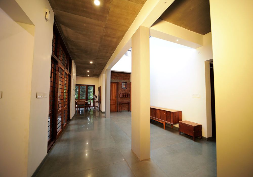 Sunlit Hallway Corridor & Skylight