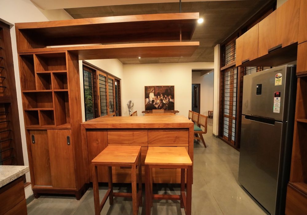 Modular Kitchen & Breakfast Bar at Norah Retreat Homestay Kaduthuruthy